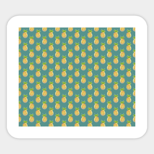 Pastel Pineapple Green Pattern Sticker by saradaboru